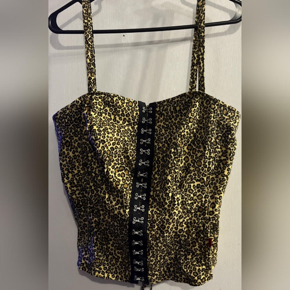 Vintage Tripp NYC Cheetah Corset / Skirt Set (Plus Size 14) NWOT, Y2K Lace Trim